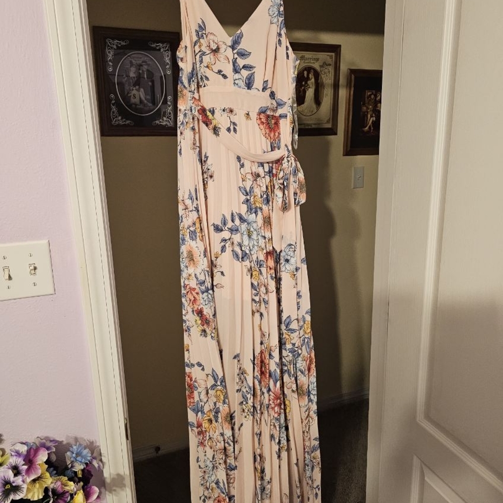 Floral Maxi Dress in Cream and Blue